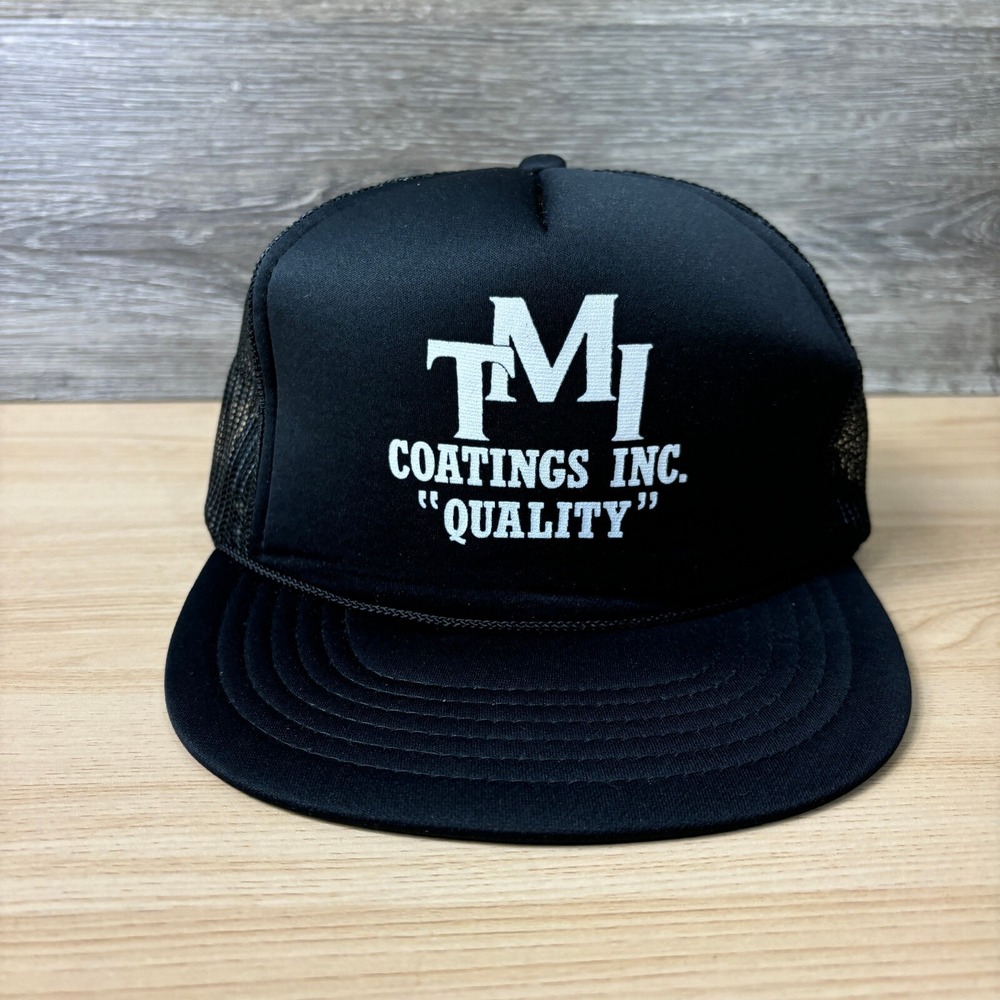 Vintage Tmi Coatings Inc Hat Cap Snapback Black Trucker Adjustable
